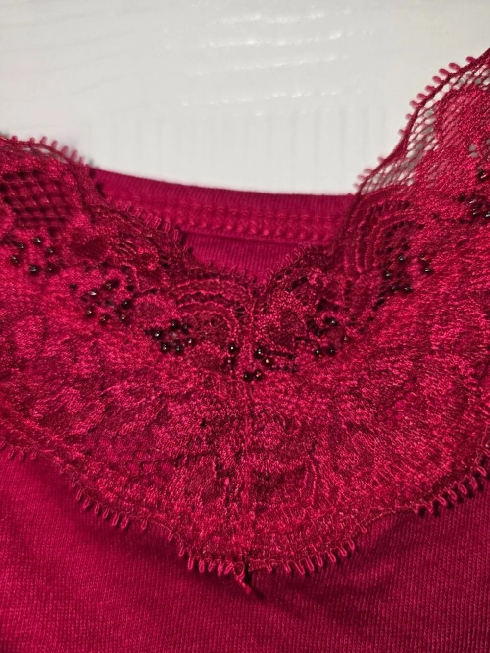 Mudd Tank Ladies XL Red Lace Beaded Strappy Elena Gilbert Bella Swan